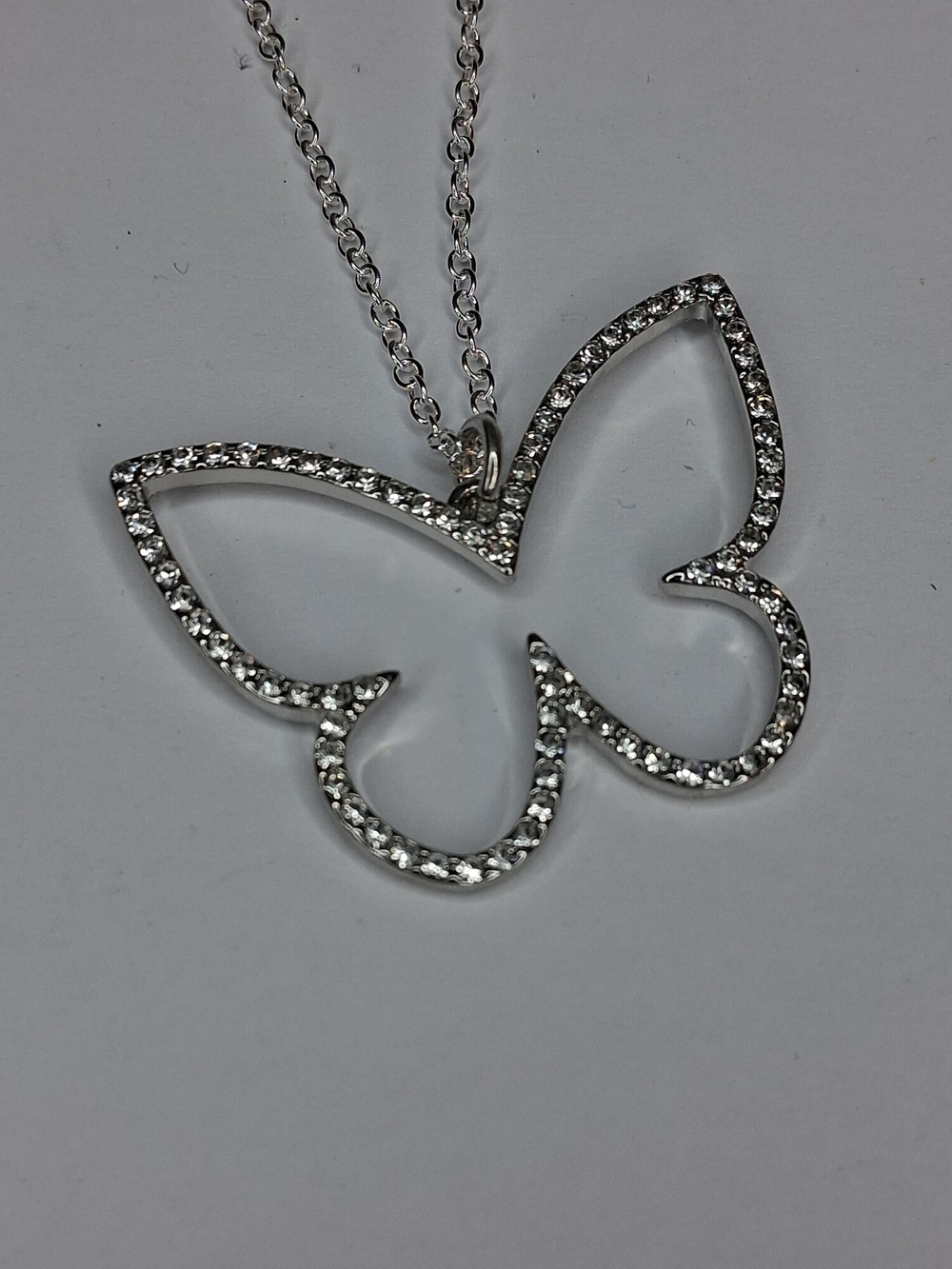 Sparkling Silver Butterfly Pendant Necklace